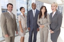 Multiracial group of happy business people